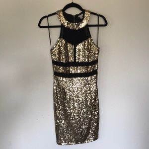Guess Gold Sequin Mini Dress